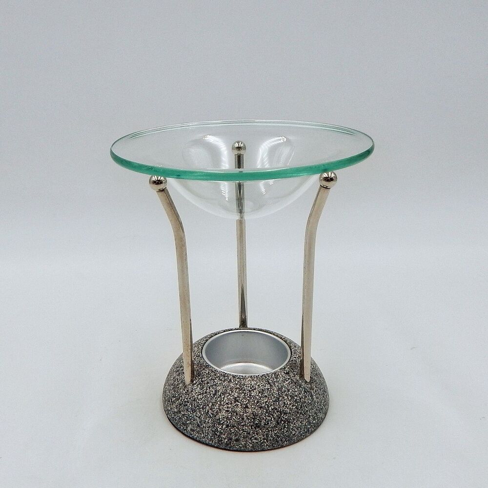 PartyLite Stone Puzzle Aroma Melts Warmer Tea Light Candle Glass Top P8926